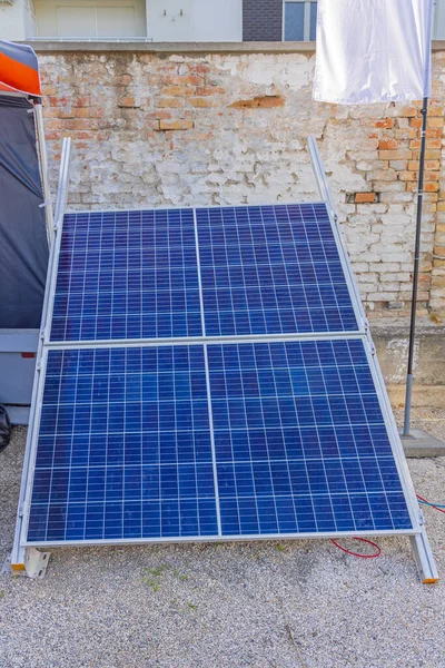 Pair Solar Panels Array Holder Angle — Stock Photo, Image