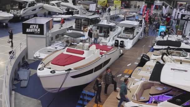 Belgrado Sérvia Abril 2022 Yachts Speed Boats Nautical Show Exhibition — Vídeo de Stock