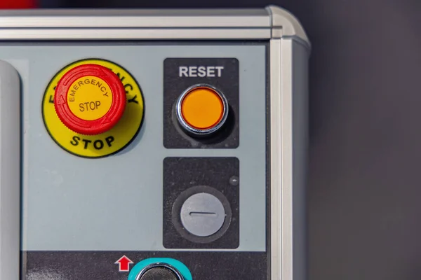 Obnovit Tlačítko Řízení Stroje Pro Nouzové Zastavení — Stock fotografie