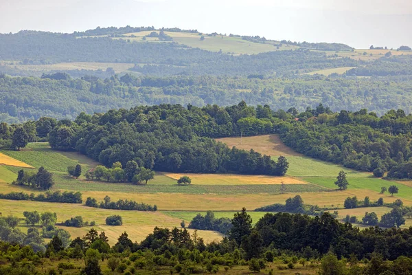 Doğu Sırbistan Kırsal Aeria Panoramik Manzarası Bahar Günü — Stok fotoğraf