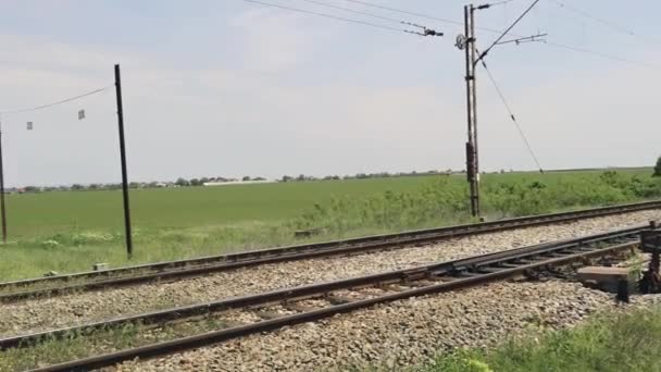 Barreira Quebrada Sinais Danificados Sem Luzes Perigoso Ferroviário Travessia Pan — Vídeo de Stock