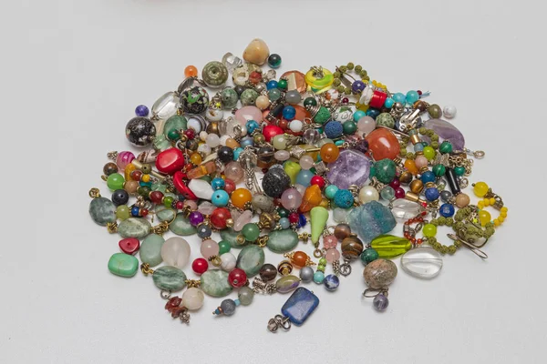 Bunch Van Kleurrijke Cabochon Edelstenen Sieraden Maken Materiaal — Stockfoto