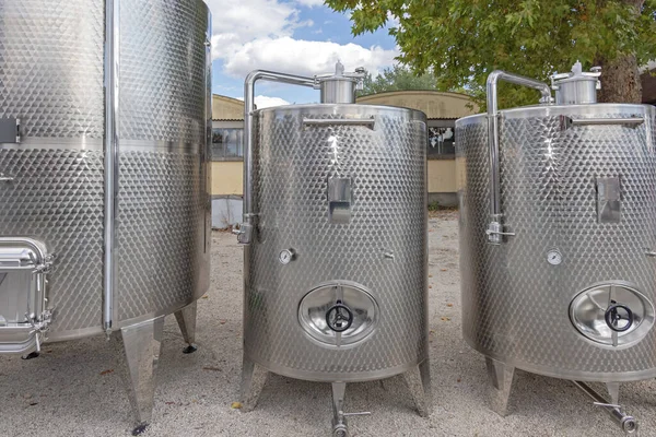 Cistern Tanks Vinification Beverage Distillery Alcohol Wine Production Equipment — Stock Photo, Image