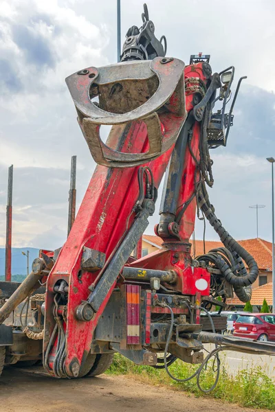 Carregador Garras Montado Traseiro Caminhão Madeira Log — Fotografia de Stock