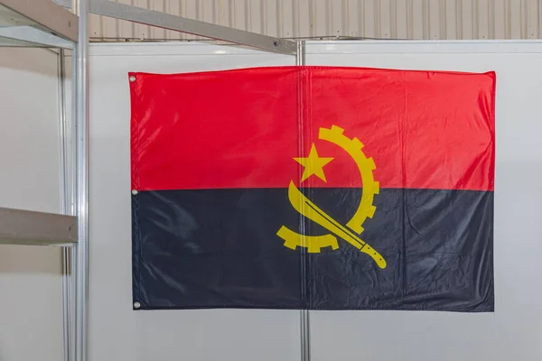 Bandeira Nacional República Angola Muralha — Fotografia de Stock