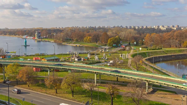 Belgrado Sérvia Novembro 2021 Elevated Car Overpass Stone Landmark Calm — Fotografia de Stock