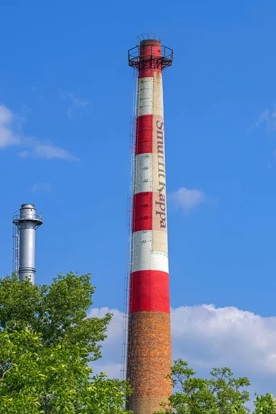 Belgrado Serbia Mayo 2022 Tall Chimney Smurfit Kappa Paper Factory —  Fotos de Stock