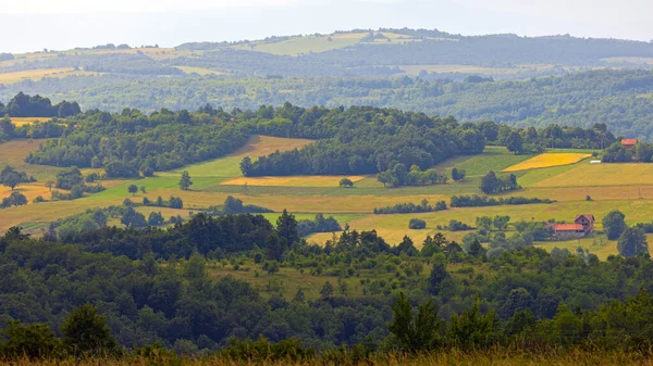 Leste Sérvia Aeria Rural Green Hills Panorama Primavera Europa — Fotografia de Stock