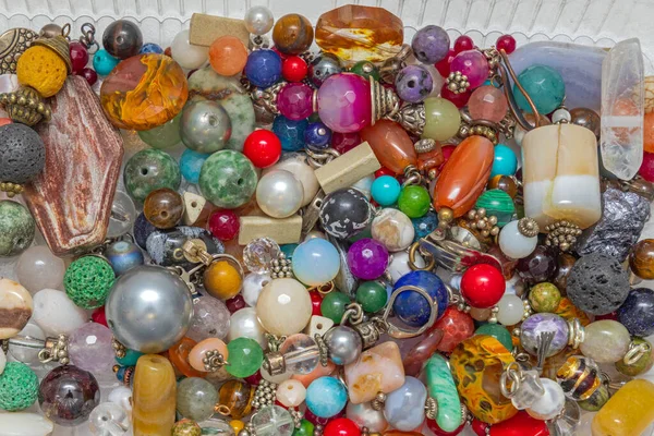 Kleurrijke Cabochon Edelstenen Sieraden Maken Vlot Materiaal — Stockfoto