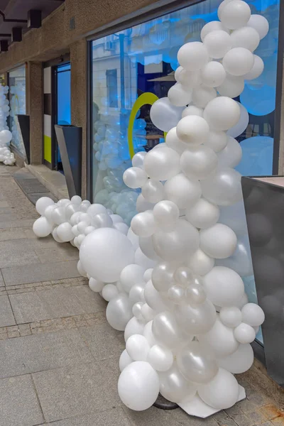 Cetim Branco Nuvem Como Látex Balões Festa Decoração — Fotografia de Stock