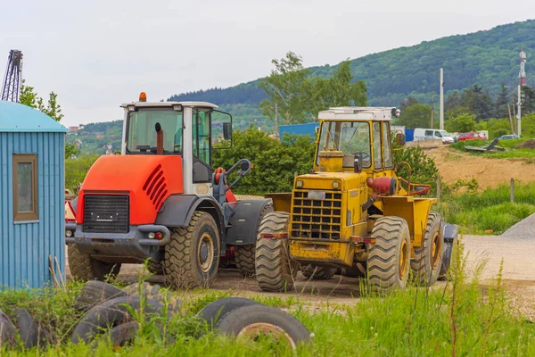 New Old Wheel Loaders Machinery Road Construction Site — 图库照片