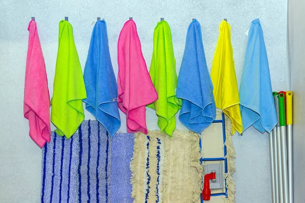 Colour Coded Microfiber Cloths Floor Cleaning Mop Pads — ストック写真