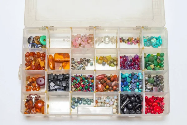 Gemstones Jewelry Craft Material Organizer Tackle Box Tray — Stock Photo, Image