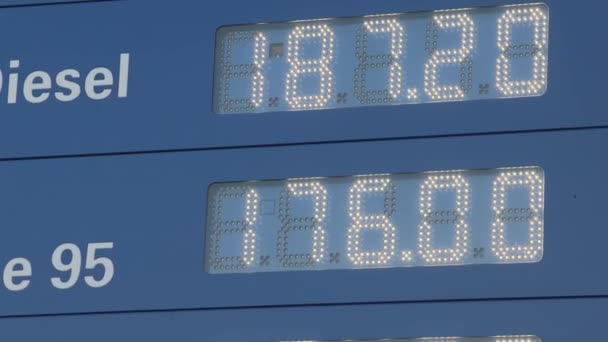 Petrol Station Totem Led Fuel Prices Tilt — Stockvideo
