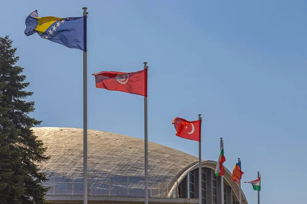 World Flags Poles Front Expo Hall — Fotografia de Stock