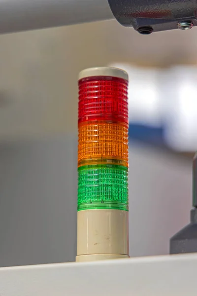 Red Yellow Green Stack Status Lights Machine Tower — Stock Photo, Image