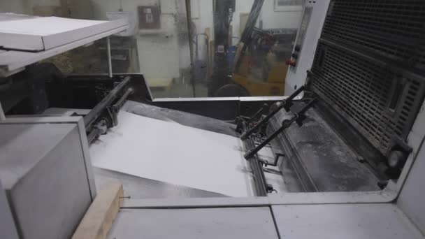 Folha Fed Papers Offset Imprensa Máquina Impressão Processo Produção Trabalho — Vídeo de Stock