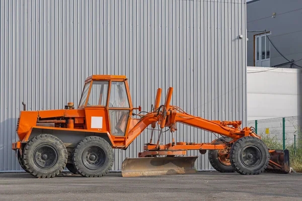 Motor Road Grader Blade Orange Construction Machine — ストック写真