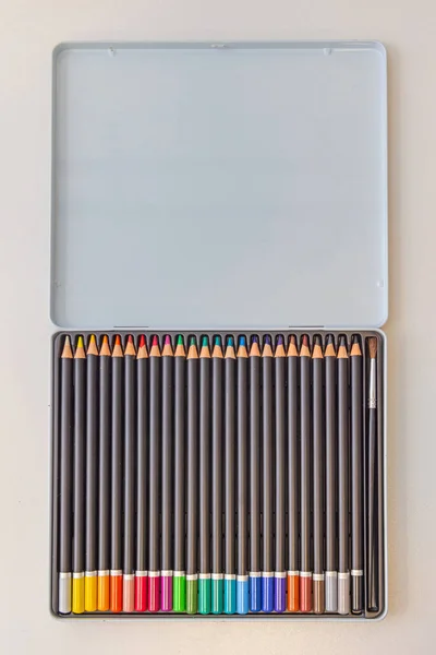 Colour Wooden Pencils Artist Set Box — Foto Stock