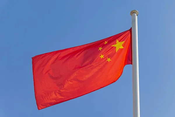 National Flag China Red Blue Sky Sunny Day — 图库照片