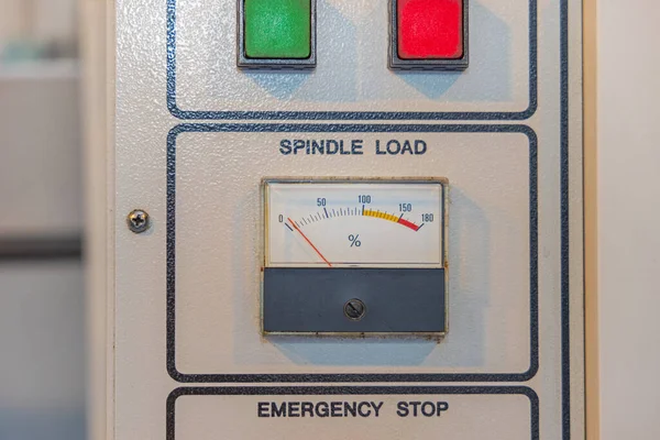 Spindle Load Needle Gauge Spindle Percentage Indicator Power Buttons — Φωτογραφία Αρχείου