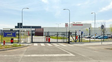 Novi Sad, Serbia - May 23, 2022: Entrance to Barry Callebaut New Chocolate Factory Building and Sign Free Zone Novi Sad Industry.