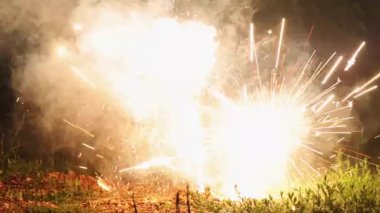 Volcano Eruption Pyrotechnics Fireworks Party Fun at Night End