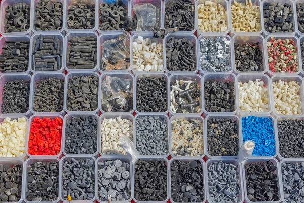 Various Small Rubber Plastic Spare Parts Clips Trays Vehicles — Fotografia de Stock