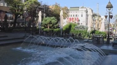 Water Nozzles Fountain at Republic Square Belgrade Capital City Serbia