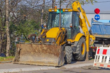 Front Loader Digger Construction Machinery at Street Works
