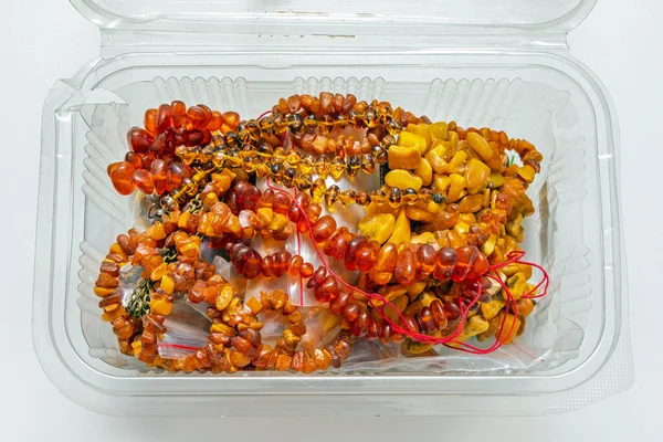 Amber Bracelets Necklaces Anklets Beads Gemstones Jewelry Box — 스톡 사진