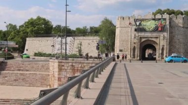 Nis, Serbia - August 04, 2022: Stambol Gate Entrance to Old Fortress Historic Landmark in City Centre.