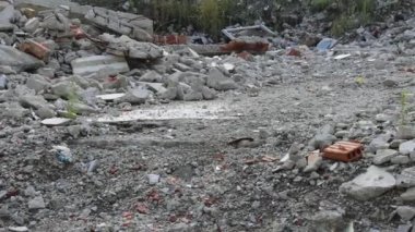 Driving Through Debris Collapsed Buildings Ruins Damage