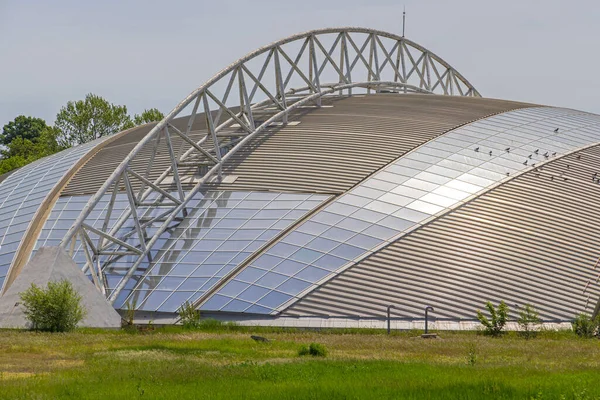 Support Steel Beam Top Sports Hall Building Structure — Zdjęcie stockowe