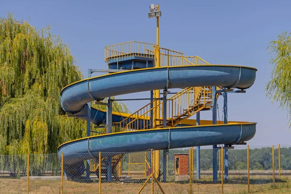 Spiral Water Slide Toboggan Fun Park Summer Aquapark — Stock Photo, Image