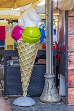 Tall Ice Cream Cone With Cream Mockup at Street