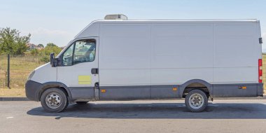 Long White Cargo Van With Refrigerated Cold Transport