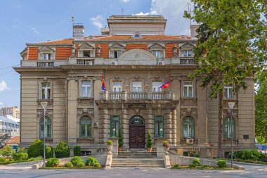 Nis, Serbia - August 04, 2022: Mayor Office Town Hall Government Building in City Centre Summer Day.