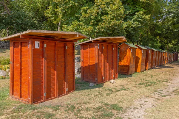 Closed Wooden Stall Kiosks City Park Temporary Event — Stock Photo, Image