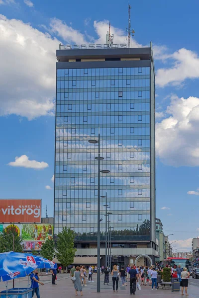 Nis Serbia August 2022 Tallest Building City Blue Glass Hotel — Fotografia de Stock