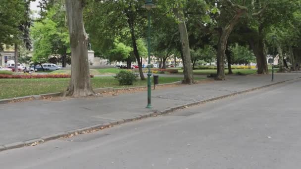 Szechenyi Square Szeged City Park Landmark Hot Summer Day Empty — Video Stock