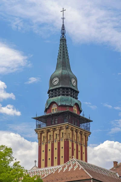 Historic Building City Hall Tower Landmark Subotica Summer Day — Zdjęcie stockowe
