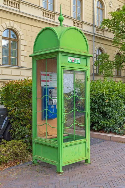 Szeged Hungary July 2022 Historic Green Telephone Booth Landmark City — Foto de Stock