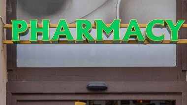 Pharmacy Sign 3d Green With Gold Outline Letters