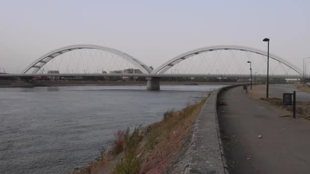 Zezelj Bridge Danube Novi Sad Serbia Summer — Video