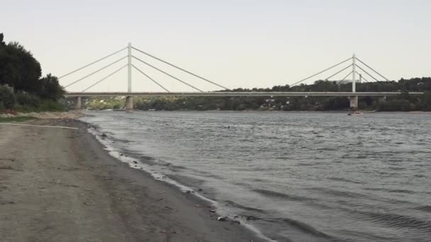 Low Tide Water River Danube Novi Sad Serbia Summer Day — Video