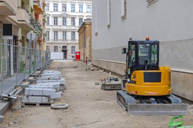 Small Street Pavement Construction Site in City Centre