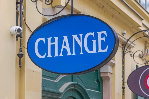 Exchange Office Money Change Blue Oval Sign
