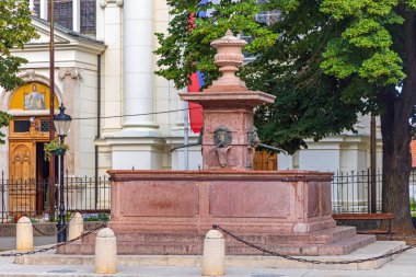 Four Lions Fountain at Town Square in Sremski Karlovci Serbia