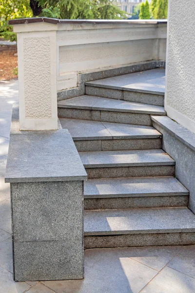 External Dark Granite Stone Stairs White Fence — Stock Fotó